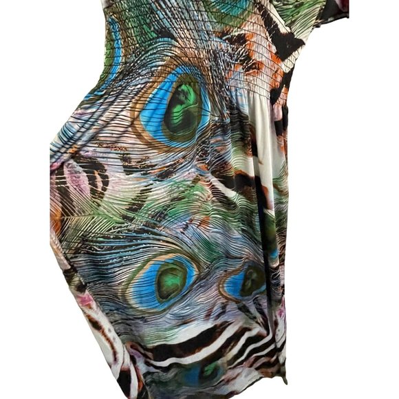 Tstfine Size 2XL Womens Peacock Print Maxi Dress #T-4-15 - Picture 6 of 8